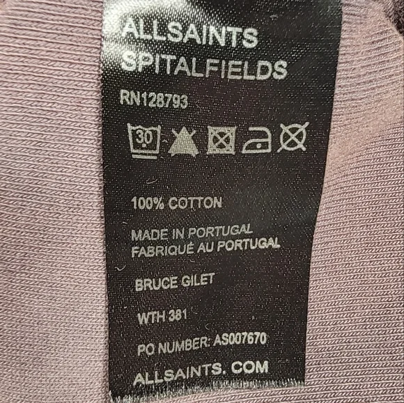 Men’s Sz 10 All Saints Spitafields Brown Cotton Distressed Festival Hooded Vest - Picture 3 of 14